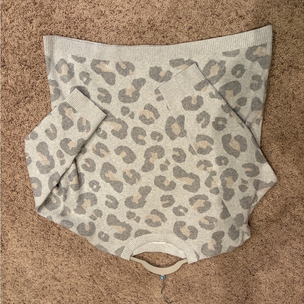 J. Jill Gray and Tan Animal Print Sweater
